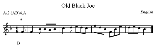 Old Black Joe - staff notation