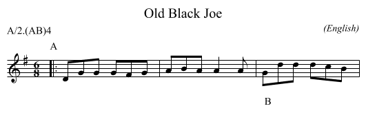 Old Black Joe - staff notation