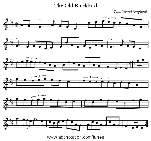 Old Blackbird, The - staff notation