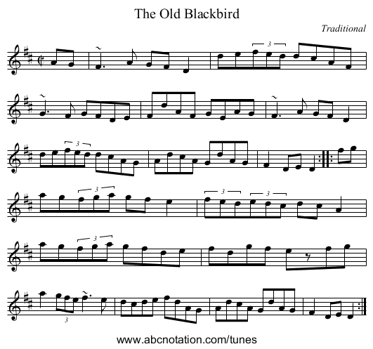 Old Blackbird, The - staff notation