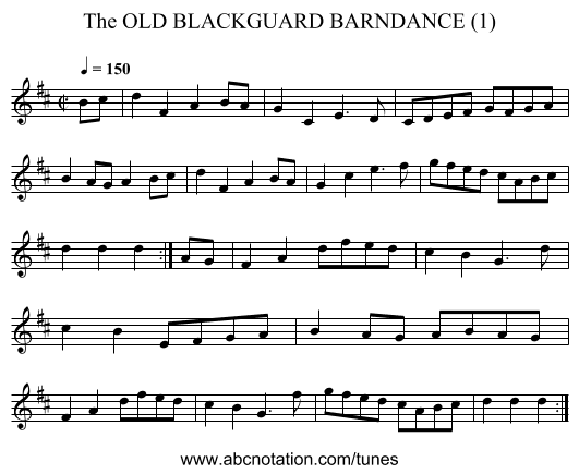 OLD BLACKGUARD BARNDANCE (1), The - staff notation