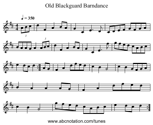 Old Blackguard Barndance - staff notation