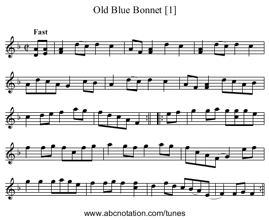Old Blue Bonnet [1] - staff notation