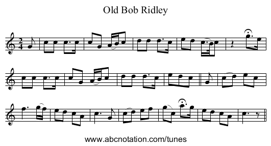 Old Bob Ridley - staff notation