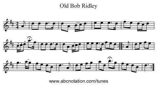Old Bob Ridley - staff notation