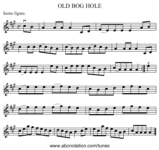 OLD BOG HOLE - staff notation