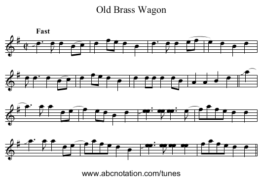 Old Brass Wagon - staff notation