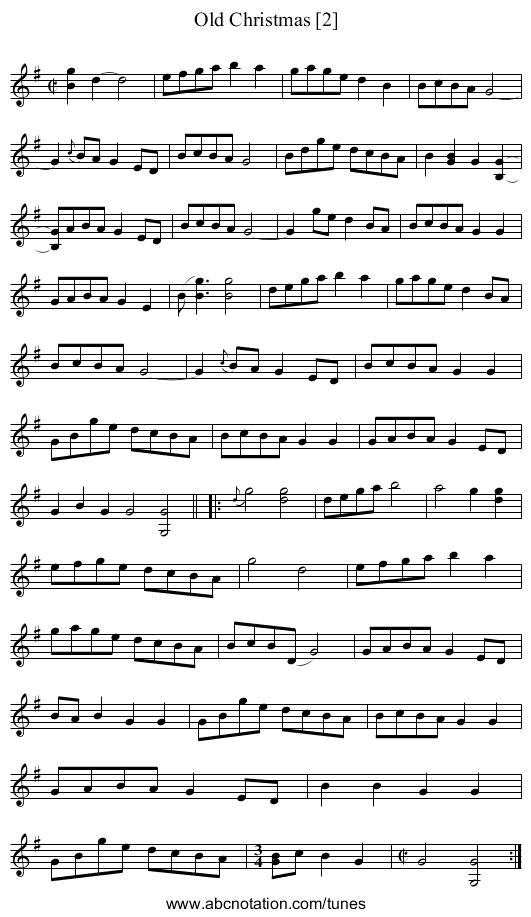 Old Christmas [2] - staff notation