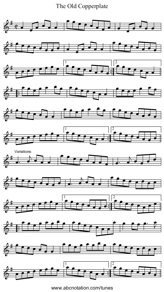 Old Copperplate, The - staff notation