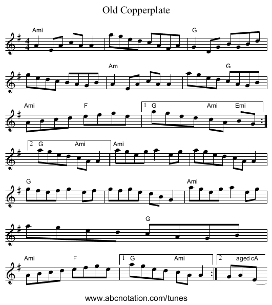 Old Copperplate - staff notation