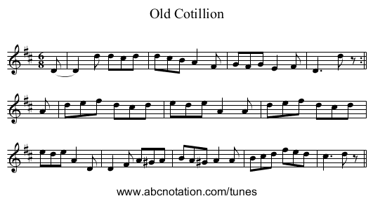 Old Cotillion - staff notation