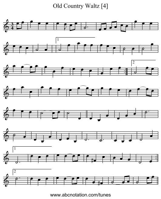 Old Country Waltz [4] - staff notation