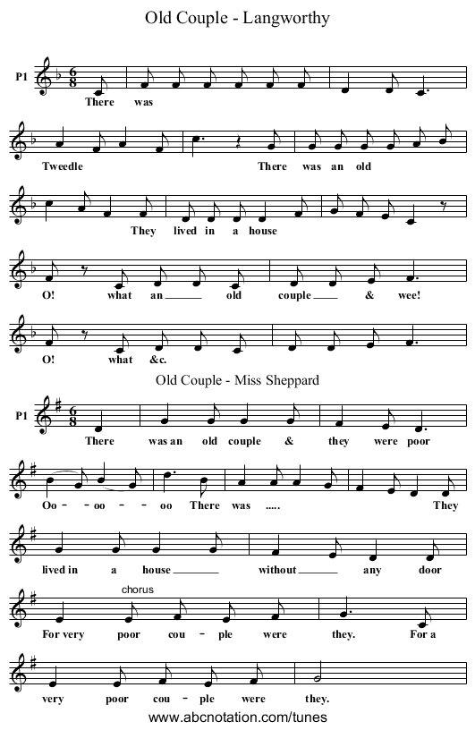 Old Couple - Langworthy - staff notation