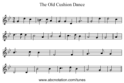 Old Cushion Dance, The - staff notation