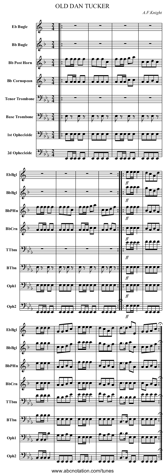 OLD DAN TUCKER - staff notation