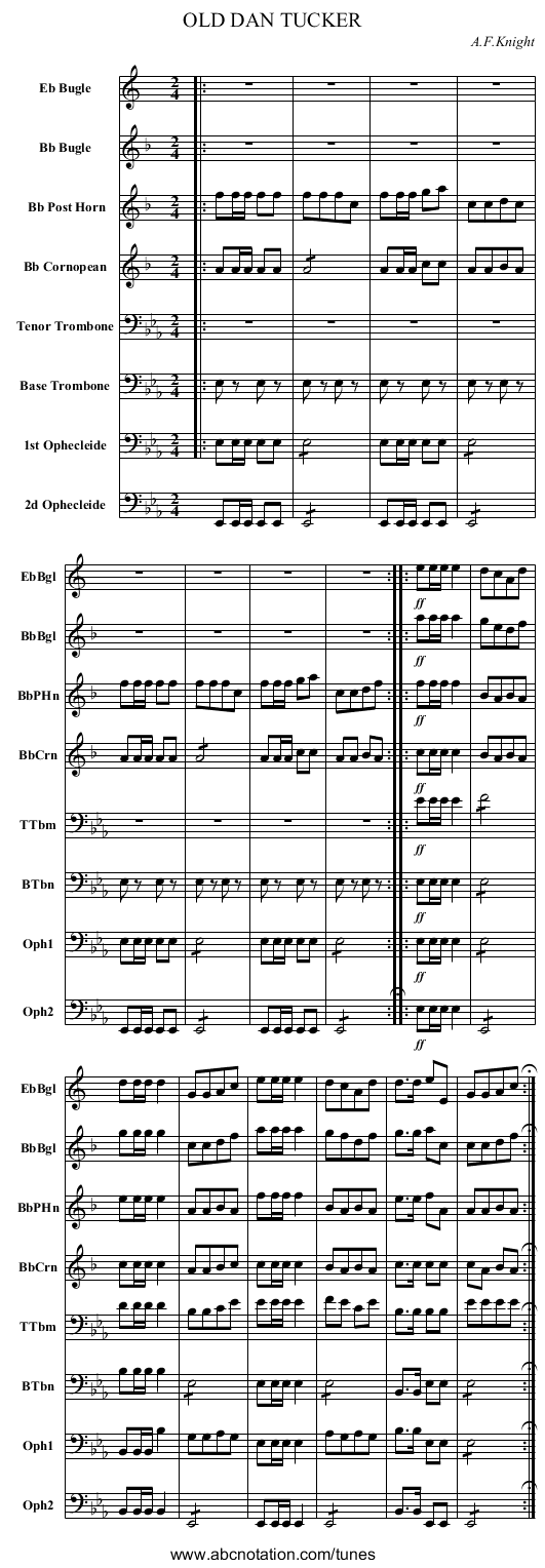 OLD DAN TUCKER - staff notation