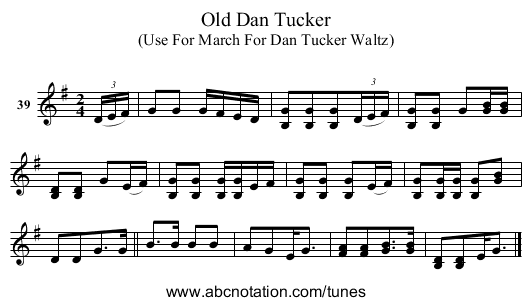Old Dan Tucker - staff notation