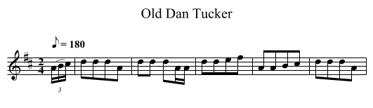 Old Dan Tucker - staff notation