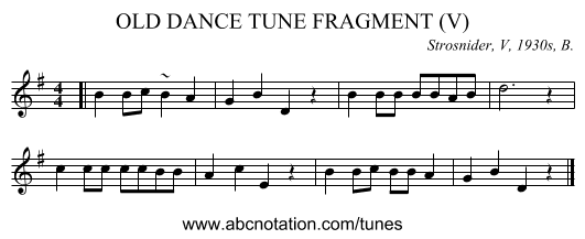 OLD DANCE TUNE FRAGMENT (V) - staff notation