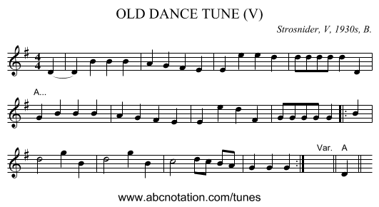 OLD DANCE TUNE (V) - staff notation