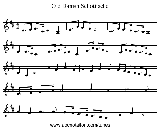 Old Danish Schottische - staff notation