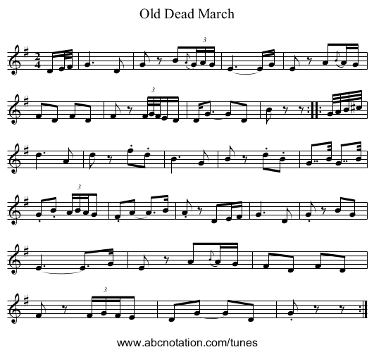 Old Dead March - staff notation