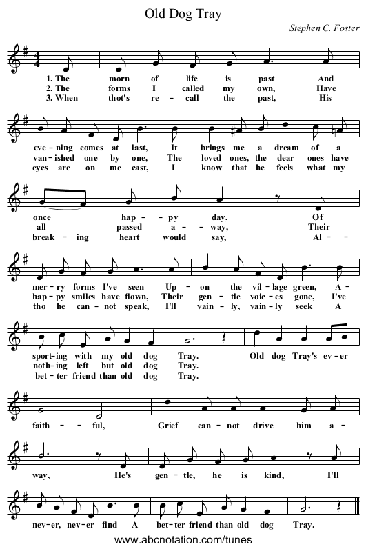 Old Dog Tray - staff notation