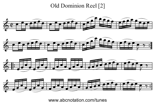 Old Dominion Reel [2] - staff notation