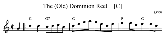 (Old) Dominion Reel    [C], The  - staff notation