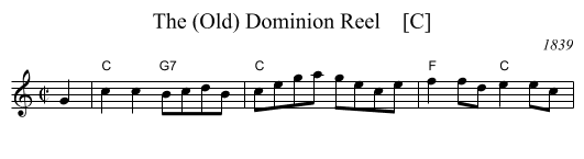 (Old) Dominion Reel    [C], The  - staff notation