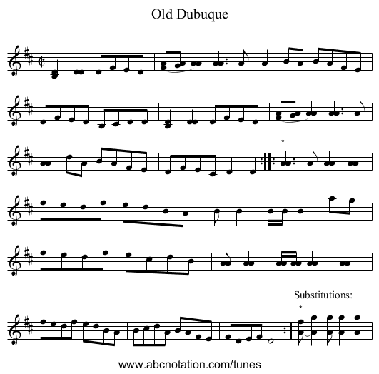 Old Dubuque - staff notation