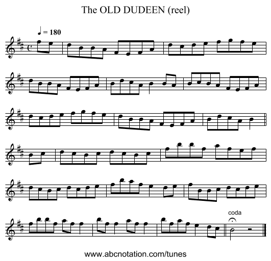 OLD DUDEEN (reel), The - staff notation