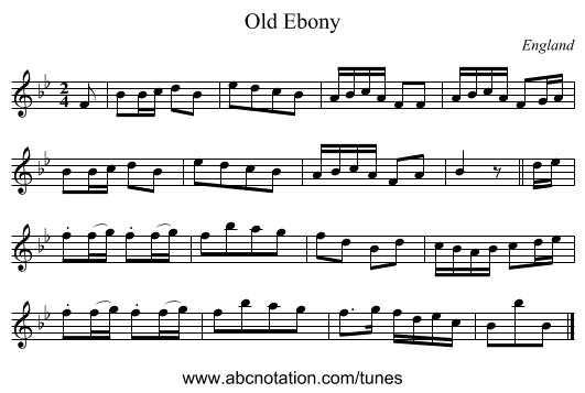 Old Ebony - staff notation