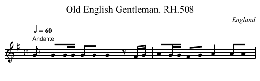 Old English Gentleman. RH.508 - staff notation