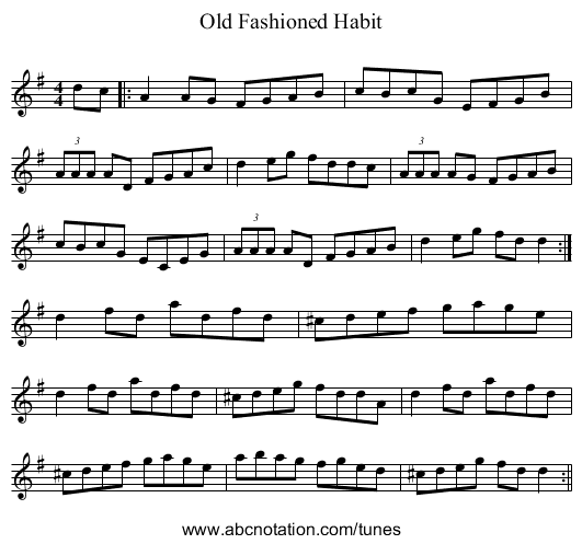 Old Fashioned Habit - staff notation