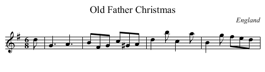 Old Father Christmas - staff notation