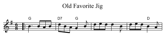 Old Favorite Jig - staff notation