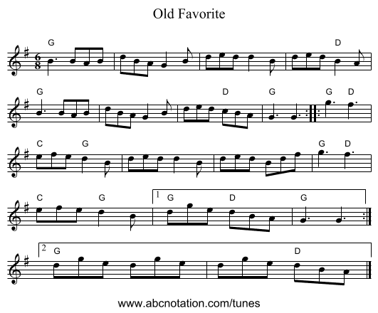 Old Favorite - staff notation