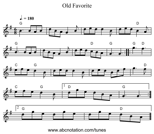 Old Favorite - staff notation