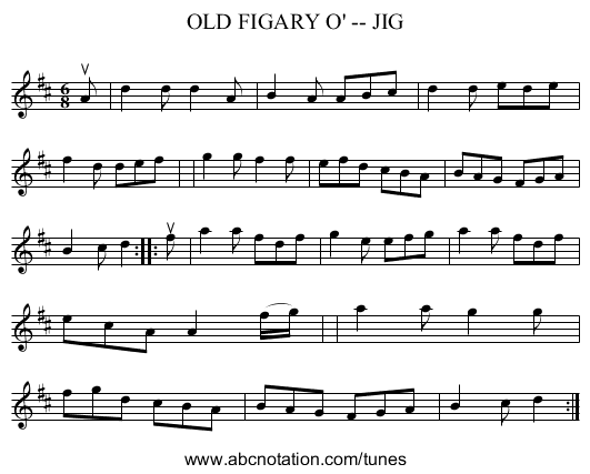 OLD FIGARY O' -- JIG - staff notation