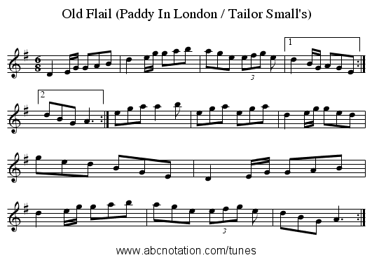 Old Flail (Paddy In London / Tailor Small's) - staff notation