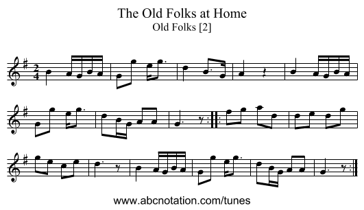 Old Folks at Home, The - staff notation