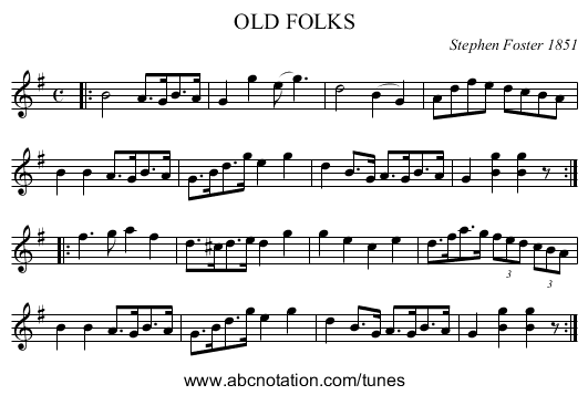 OLD FOLKS - staff notation