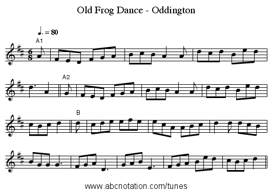 Old Frog Dance - Oddington - staff notation
