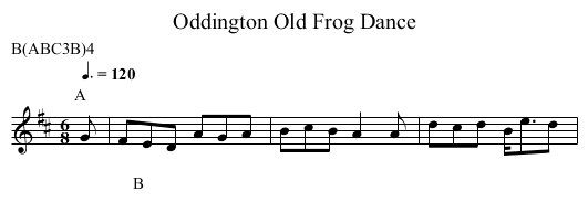 Old Frog Dance, Oddington - staff notation