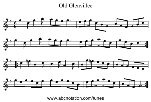 Old Glenvillee - staff notation