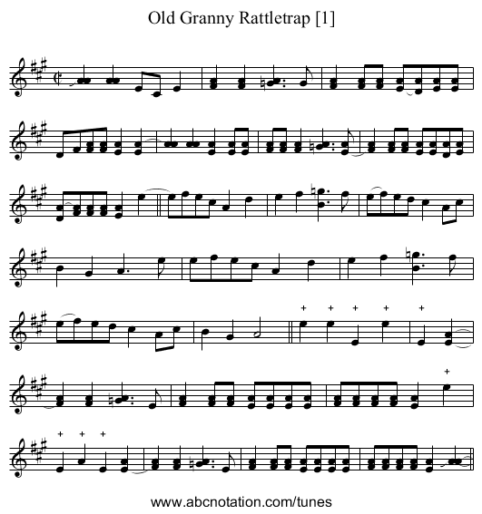 Old Granny Rattletrap [1] - staff notation