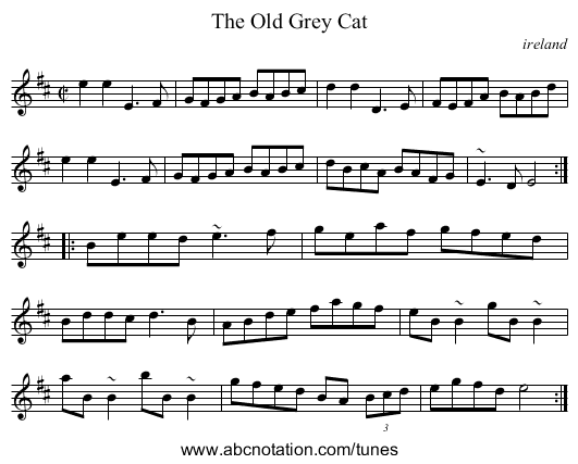 Old Grey Cat, The - staff notation