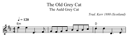 Old Grey Cat, The - staff notation