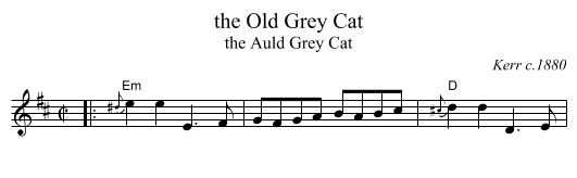 Old Grey Cat, the  - staff notation